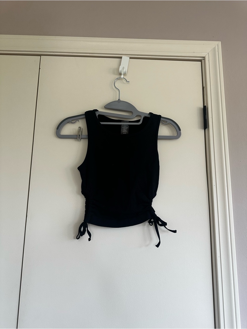Black Women’s Tank Top w/ side cutouts and Adjustable Drawstrings